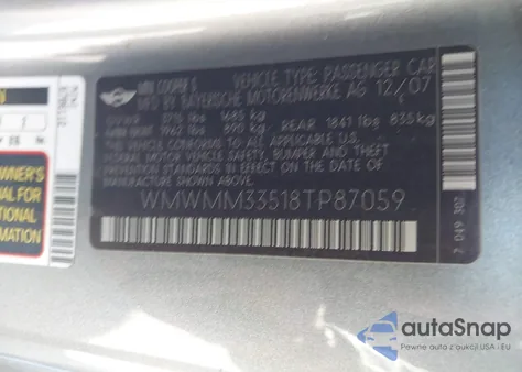 2008 Mini Cooper S Clubman из США, поврежденный, VIN WMWMM33518TP87059